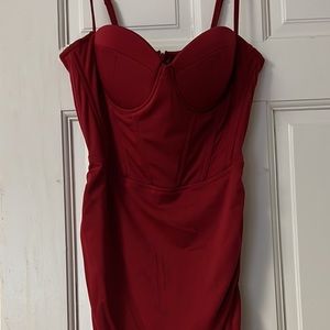 Short red corset cocktail dress